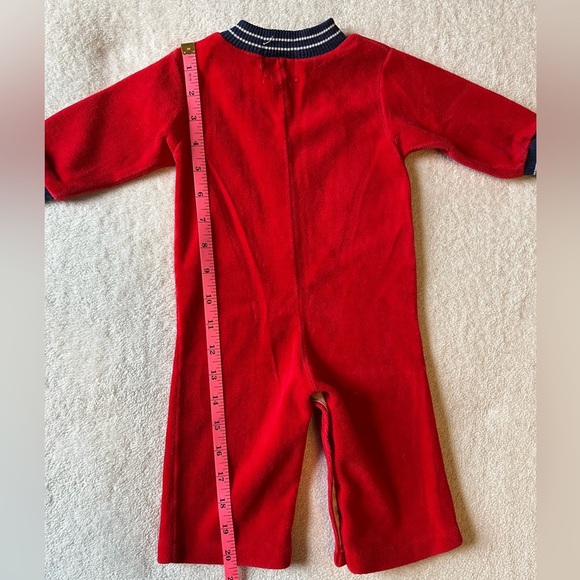 Vintage Health-Tex Baby Romper, Red Velvet w Penguin Design, Sz 9 months - Picture 5 of 6